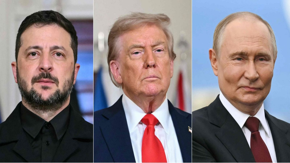 Volodimir Zelenski, presidente de Ucrania, Donald Trump, presidente de EE.UU. y Vladimir Putin, presidente ruso.