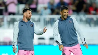 Messi y Luis Suárez previo a un partido de la MLS