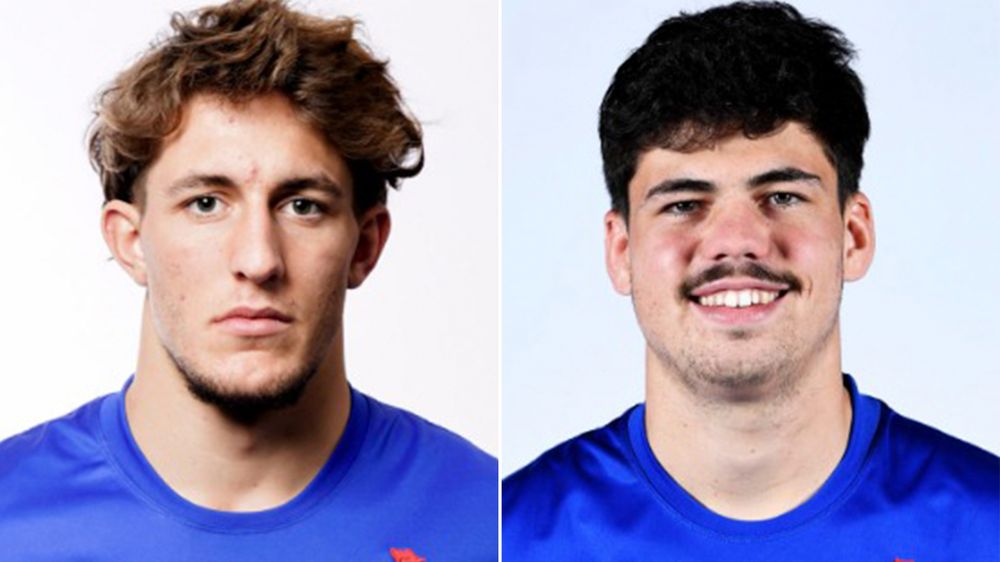 Jegou y Auradou, los dos jugadores detenidos acusados de abuso sexual y lesiones, en sus fotos oficiales de la FFR