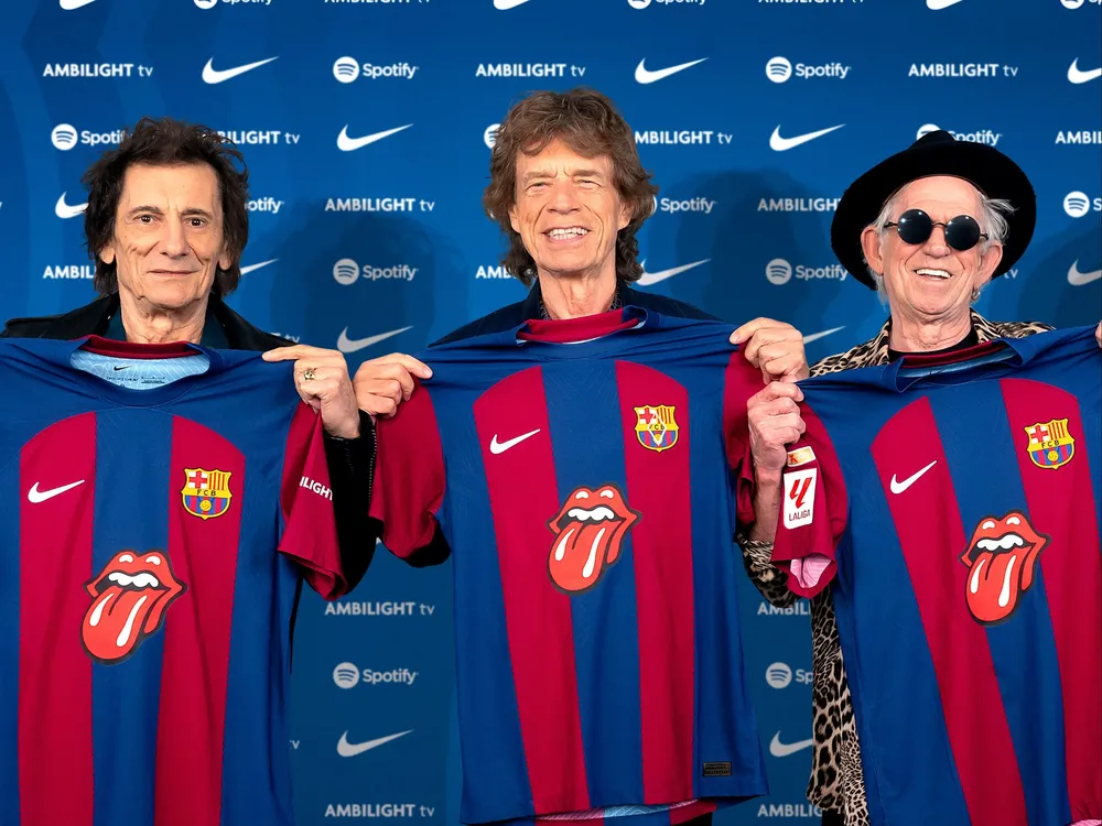 Los Rolling Stones con la camiseta del FC Barcelona. (Archivo)