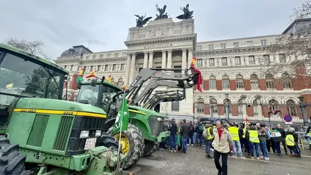 Protestas de tractores frente al Ministerio de Agricultura (Madrid) el pasado 15 de febrero de 2024