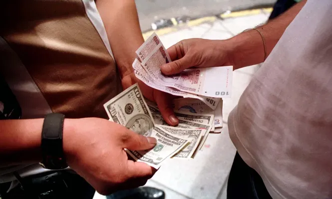 Cambio de dólares por pesos argentinos en el mercado negro. (Archivo)