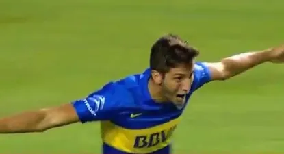 El festejo de Rodrigo Bentancur tras su gol para Boca