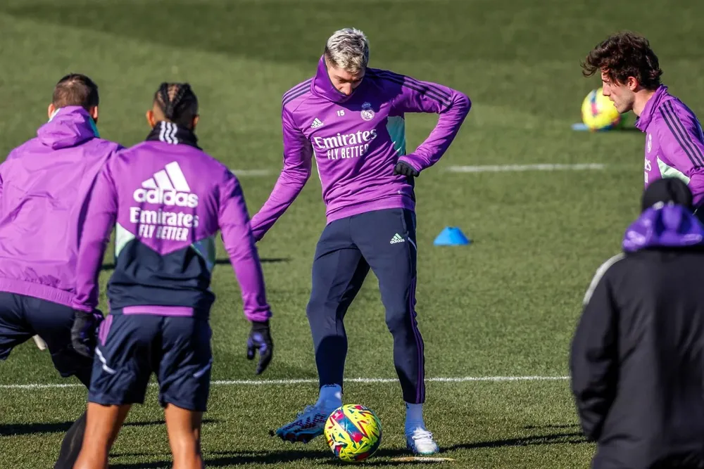 Fede Valverde en el entrenamiento del Real Madrid