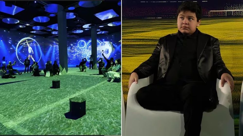 Con un look total-black, el menor de los hermanos encabezó la apertura de la muestra