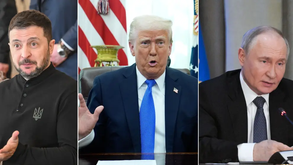 Volodimir Zelenski, Vladimir Putin y Donald Trump