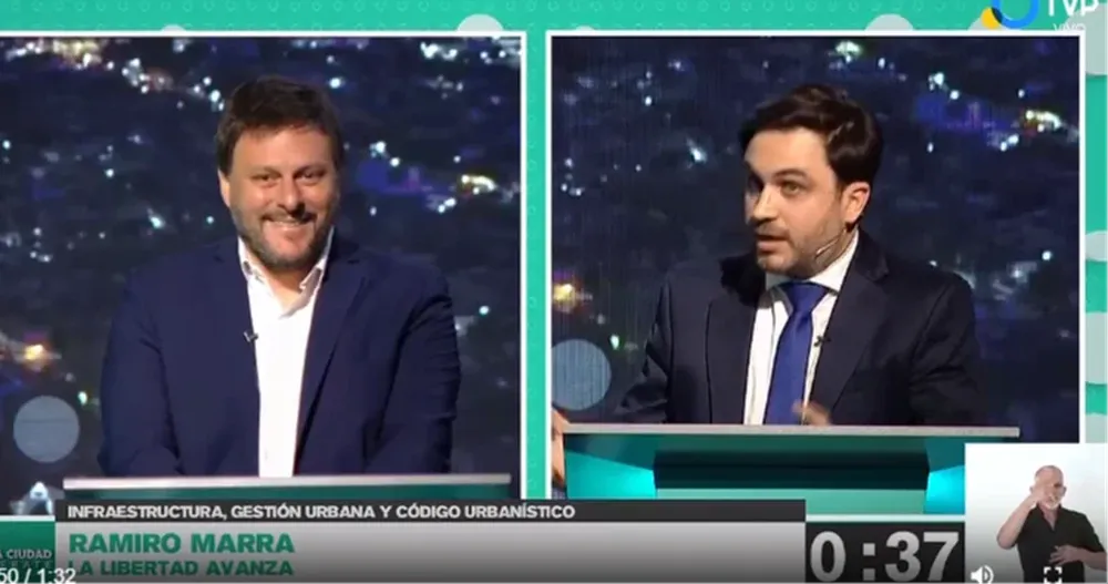 Santoro y Marra en el debate transmitido por el canal de la Ciudad