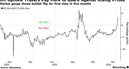 El mercado de opciones de crudo, donde se puede apostar a que el precio va a subir (call) o bajar (put). Desde noviembre, que la búsqueda de cobertura ante una suba no era la operación más popular