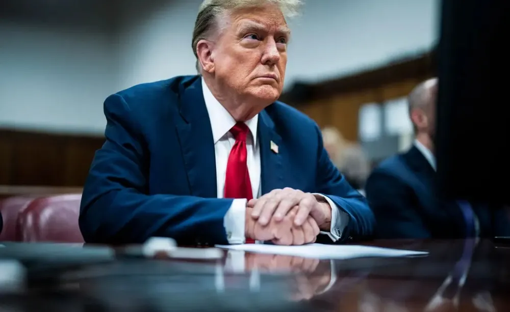 El expresidente de EE.UU. Donald Trump en el juicio penal que se adelanta en su contra