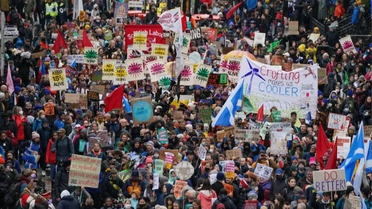 COP26: decenas de miles de personas salen a las calles de Glasgow para ...