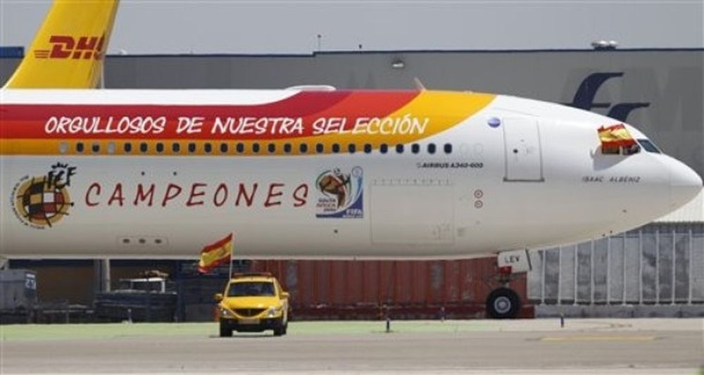 &nbsp;Un avión de Iberia ploteado para trasladar a la Selección Española de fútbol