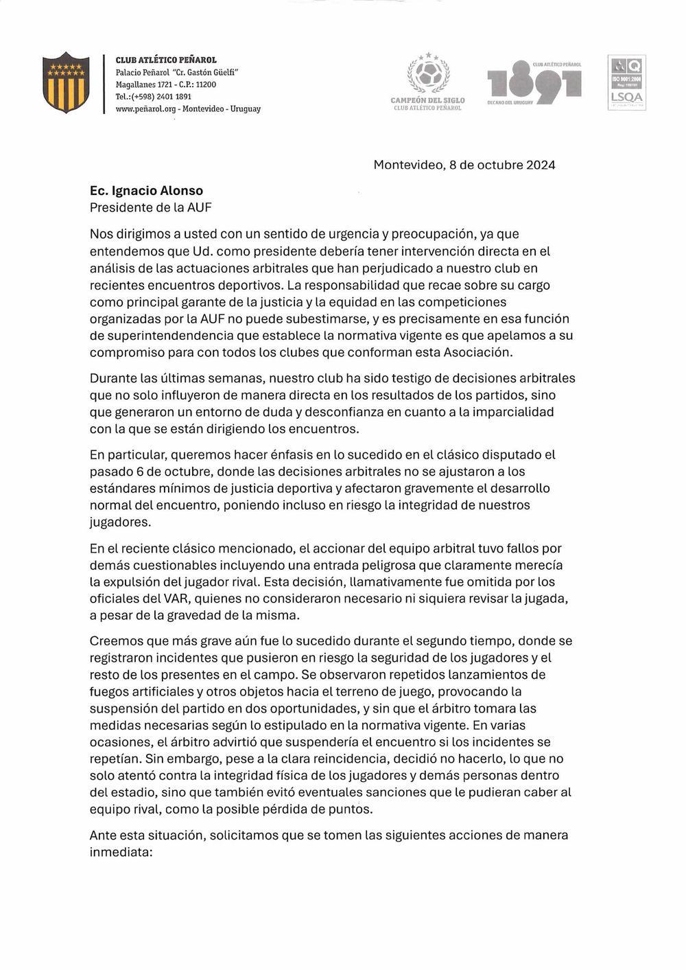 La carta de Ignacio Ruglio a Ignacio Alonso