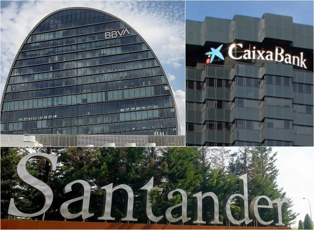 Sedes de BBVA, CaixaBank y Santander.