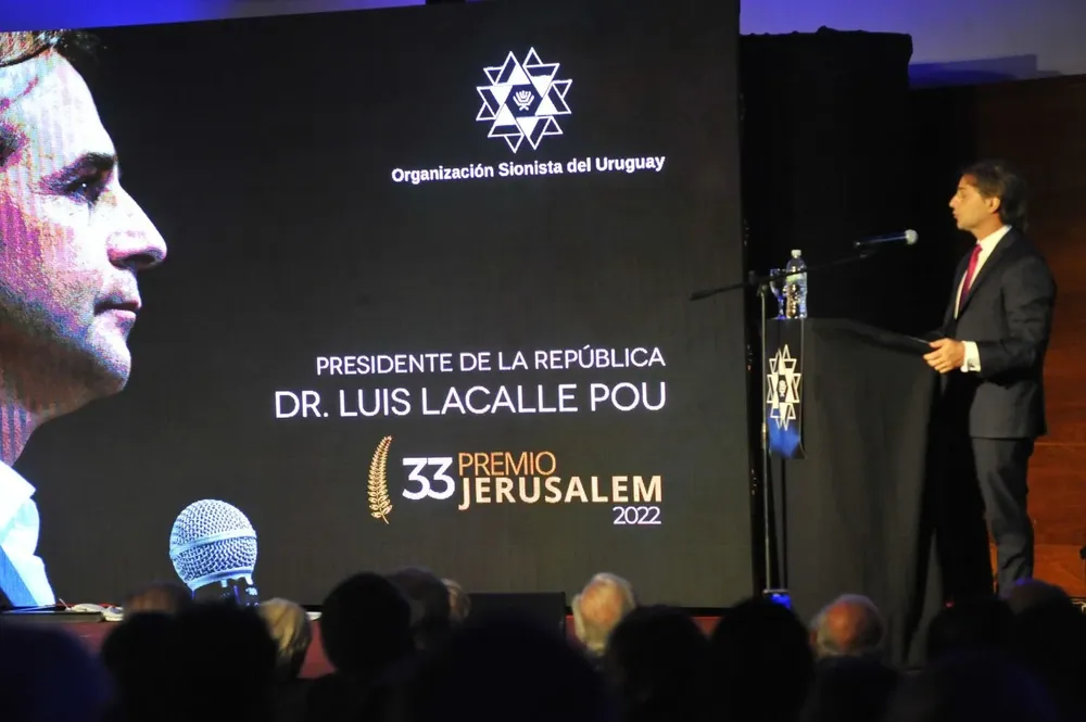 El presidente Lacalle en la entrega del premio Jerusalén