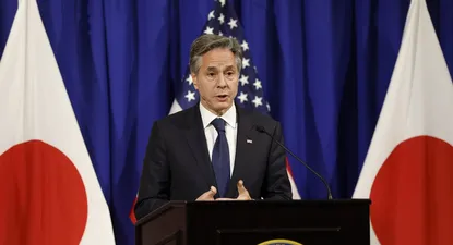 El secretario de Estado norteamericano, Anthony Blinken, habla en la reunión de ministro del G7.