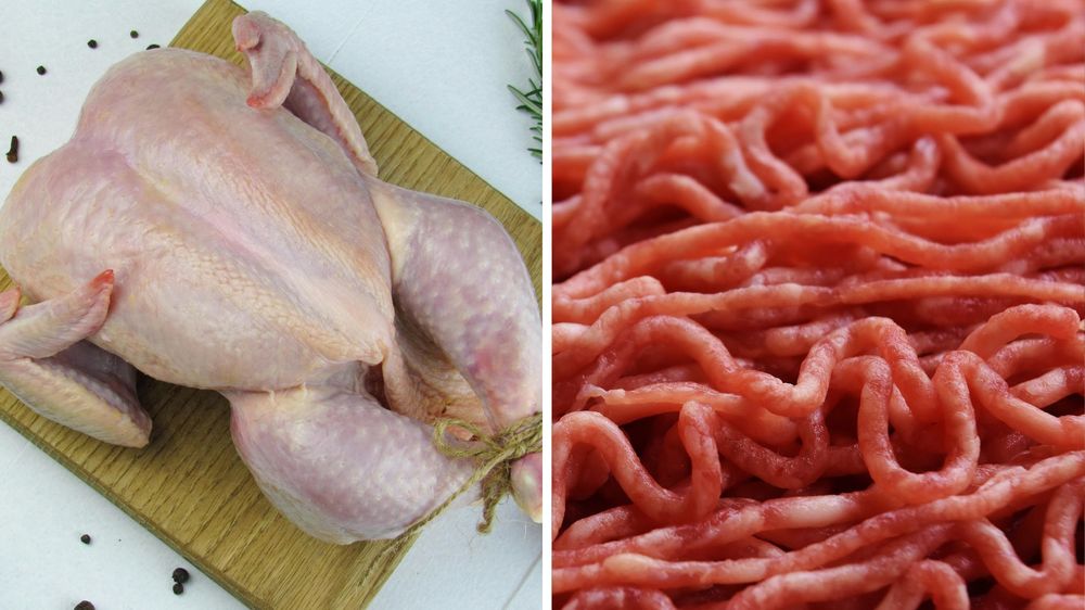 Carne aviar y carne vacuna en sus dos productos más demandados: pollo entero y picada.