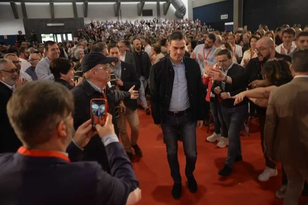 Pedro Sánchez a su llegada al Congreso Regional del PSOE de Extremadura en Mérida