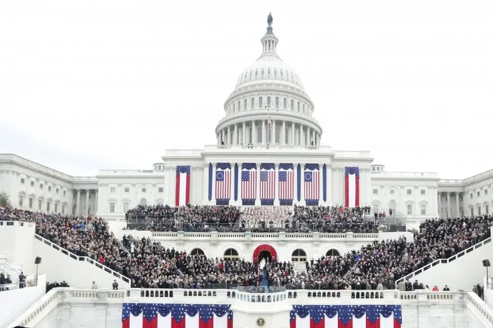 El capitolio durante la toma de mando de Donald Trump como presidente hace un año