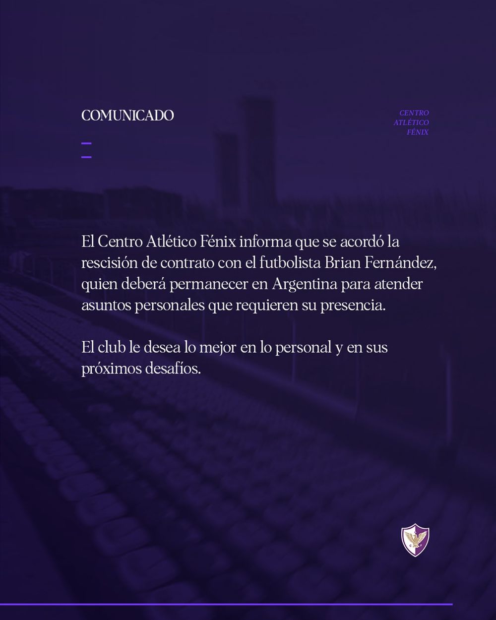 El comunicado de Fénix sobre Brian Fernández&nbsp;