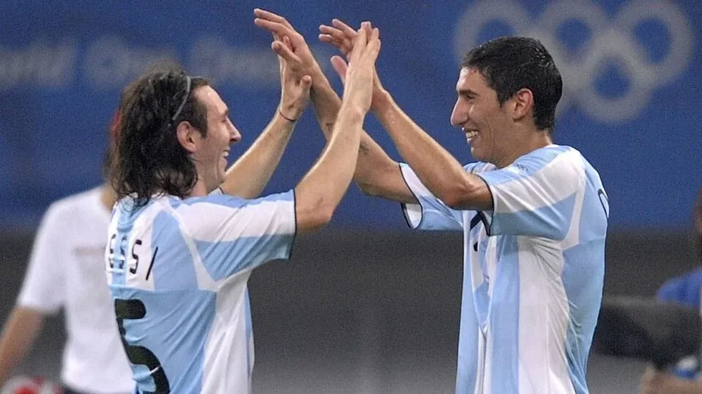 Messi y Di María en Beijing 2008