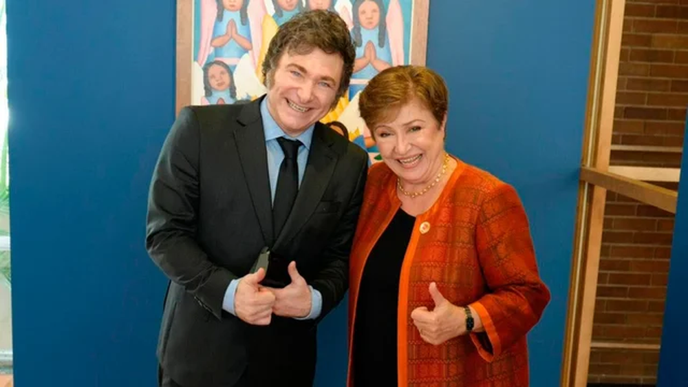 Javier Milei y Kristalina Georgieva.