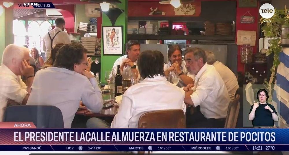 Mesa grande: Lacalle Pou almorzó en un restaurant de Pocitos con amigos y colaboradores tras las elecciones