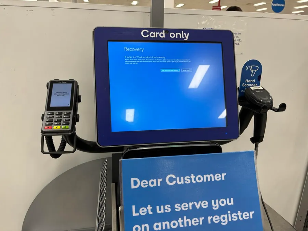 Una pantalla con el fallo de Microsoft.