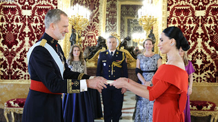 Rey Felipe VI y embajadora de serbia Irene Sarac