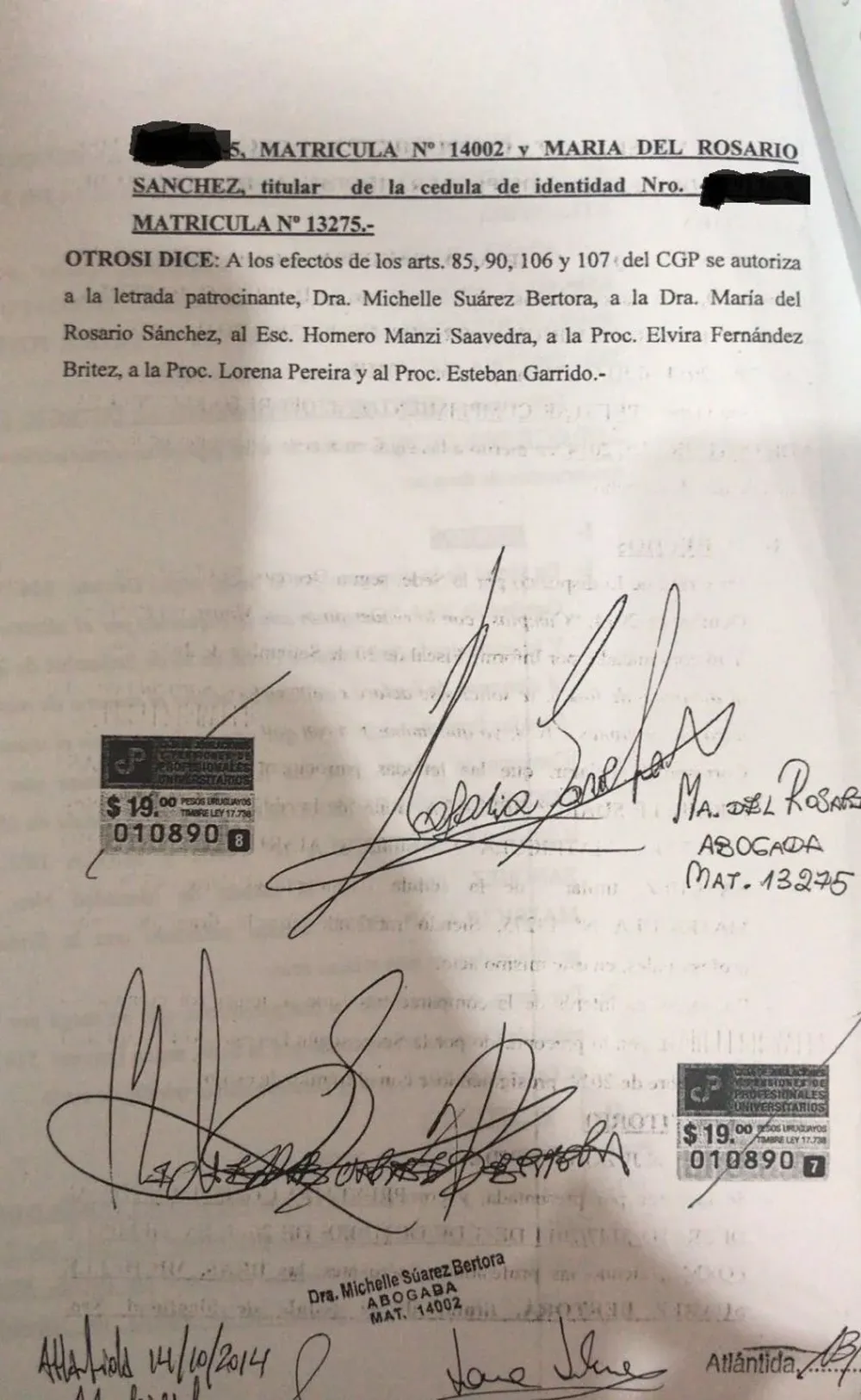 Esta firma de Rosario Sánchez también fue realizada por Michelle Suárez