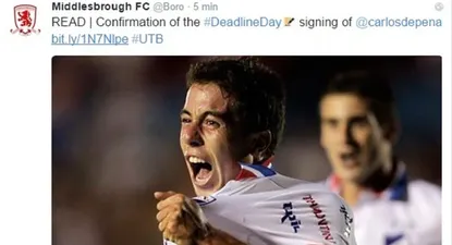 De Pena en el Twitter del Boro