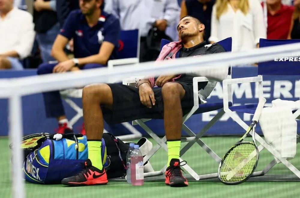 Kyrgios en una de sus siestas en el US Open