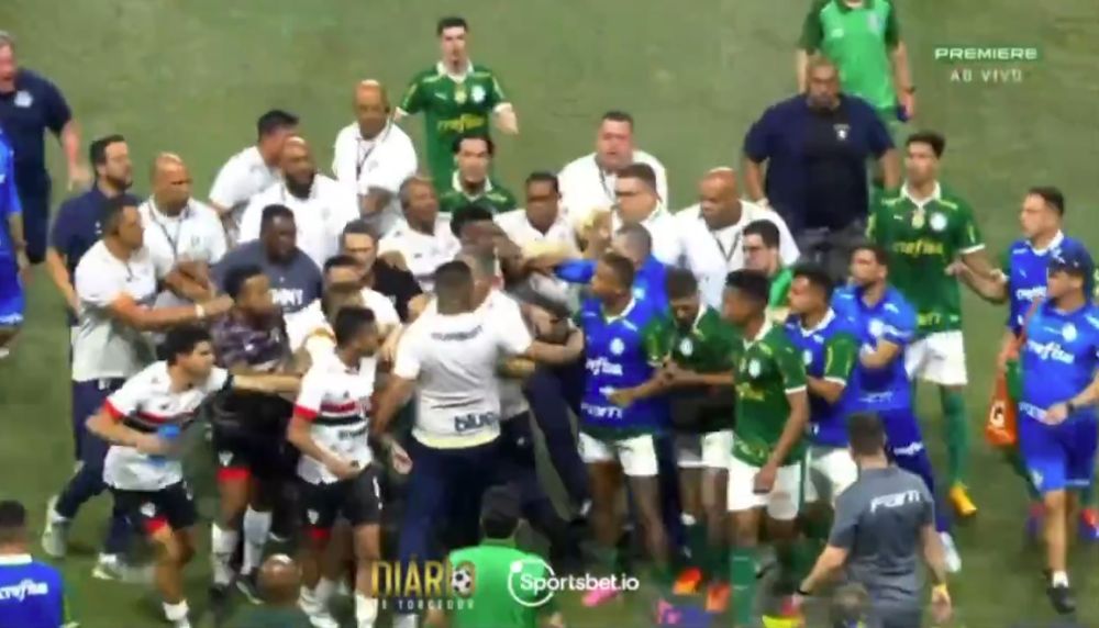 Pelea en Palmeiras vs Sao Paulo