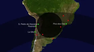 Diagrama facilitado por el Observatorio Europeo Austral que muestra el camino que de la sombra del planeta Makemake
