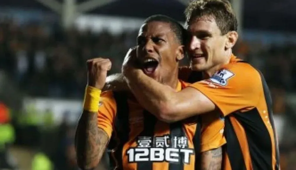 Abel festeja su gol con la camiseta de Hull
