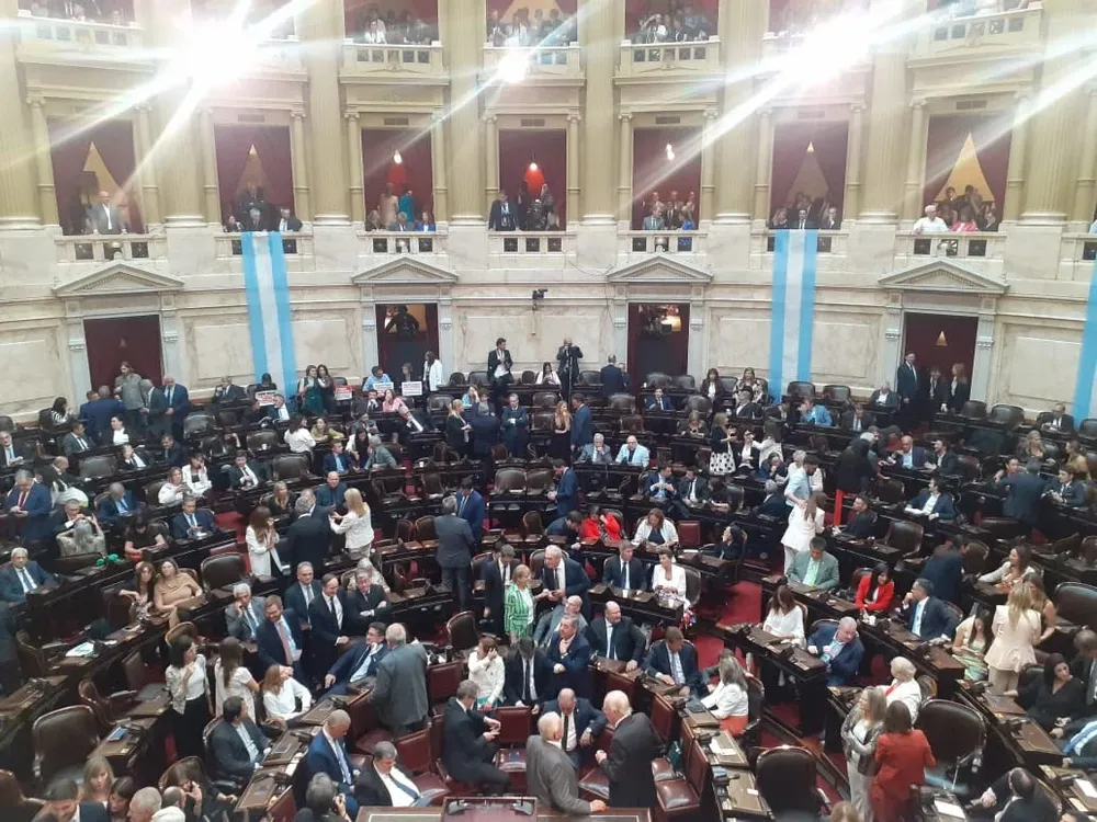 Palcos colmados, banderas argentinas y caras largas en el kirchnerismo en la apertura de la Asamblea Legislativa