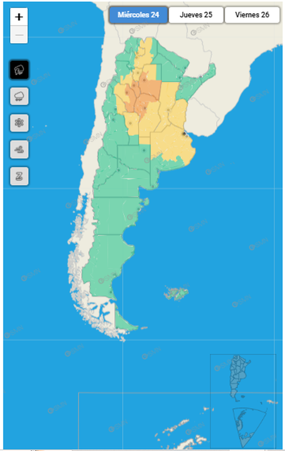 Alerta de tormentas en Argentina