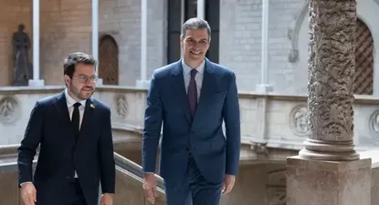 Pedro Sánchez y Pere Aragonés, en problemas por la crisis catalana.
