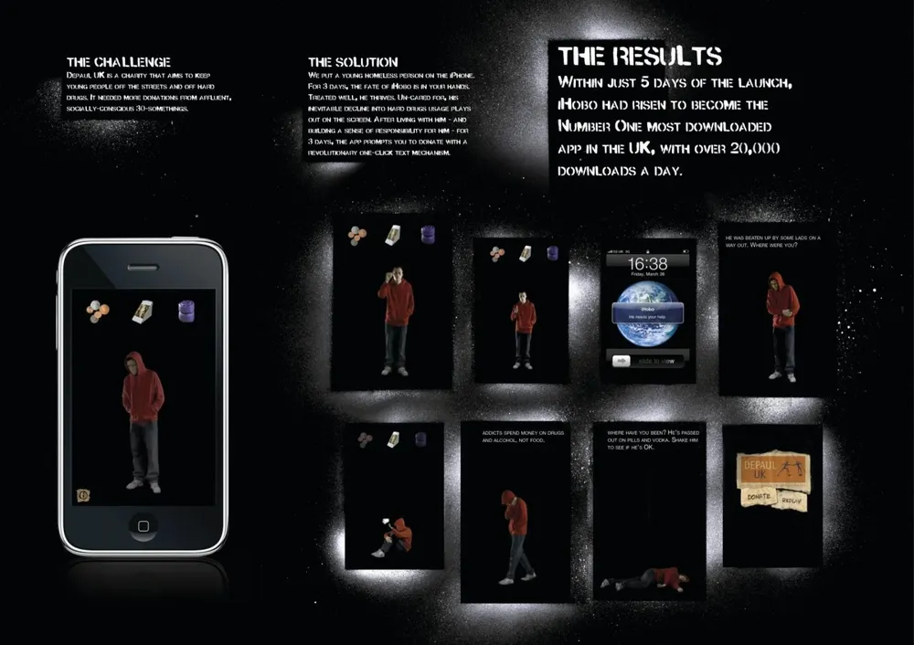 iHobo (gratis en iTunes) Es como un tamagotchi pero con un tono y propósito oscuro. Esta aplicación consiste en cuidar a un sin techo virtual durante tres días y, de hacerlo mal, este muere. Según Mashable, los creadores de esta app insisten en el fin educativo de la misma, pero no deja de ser moralmente reprochable