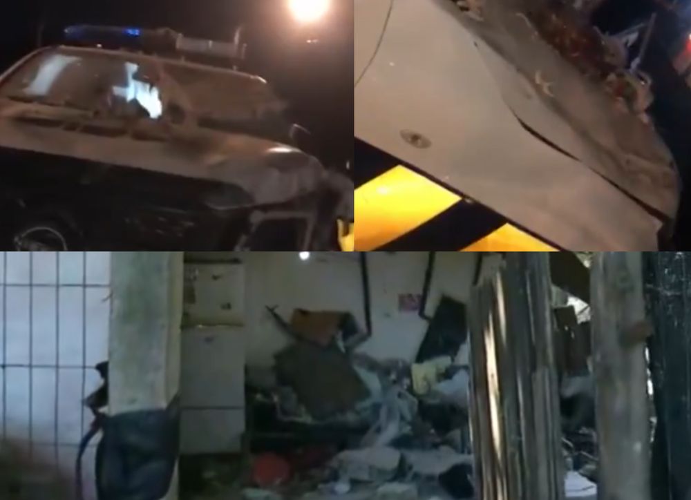 Daños provocados por el patrullero de Policía