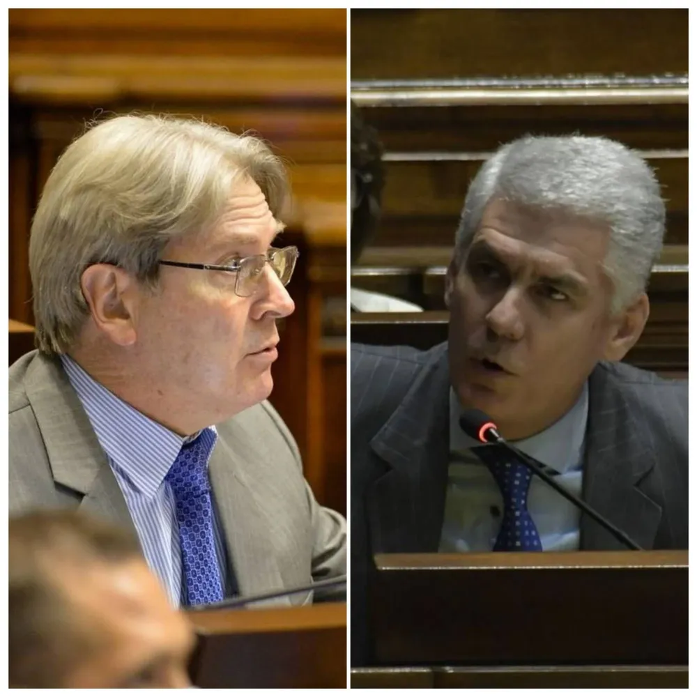 A la izquierda, el diputado colorado Ope Pasquet. A la derecha, el nacionalista Rodrigo Goñi. Foto de archivo