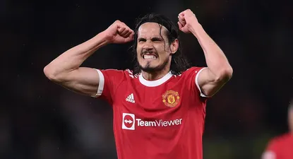 Edinson Cavani celebró con todo la victoria de Manchester United sobre Villarreal por la Champions