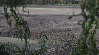 Tajamar casi seco, en una zona de Canelones.