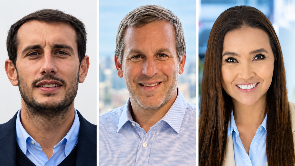 Tríptico de retratos corporativos profesionales