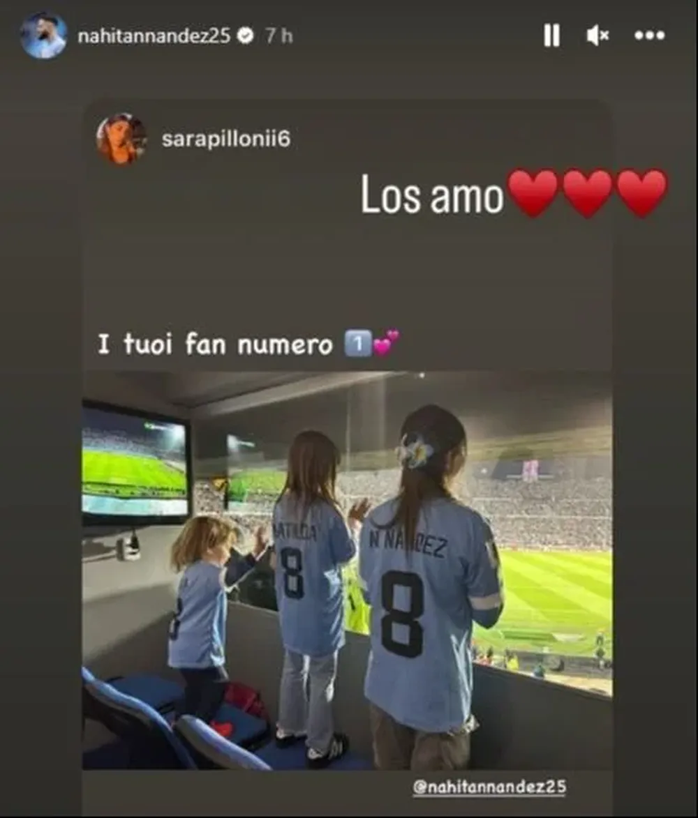 El apoyo familiar que tuvo Nahitan Nández con sus hijos y su pareja en un palco del Centenario