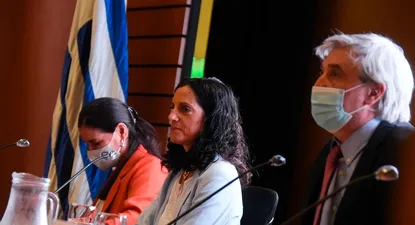 Las autoridades del Ministerio de Economía en la conferencia de hoy