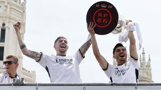 Federico Valverde en los festejos de la 36° Liga de Real Madrid