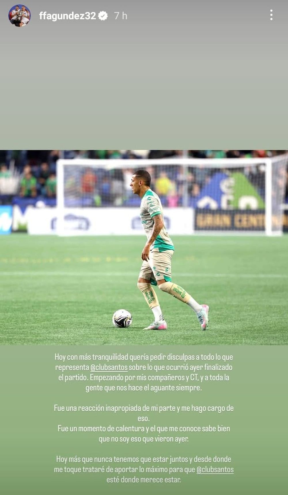 El pedido de disculpas de Franco Fagúndez tras el cruce con Kevin Balanta