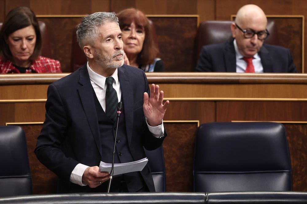El ministro del interior, Fernando Grande-Marlaska, durante un pleno en el Congreso de los Diputados.