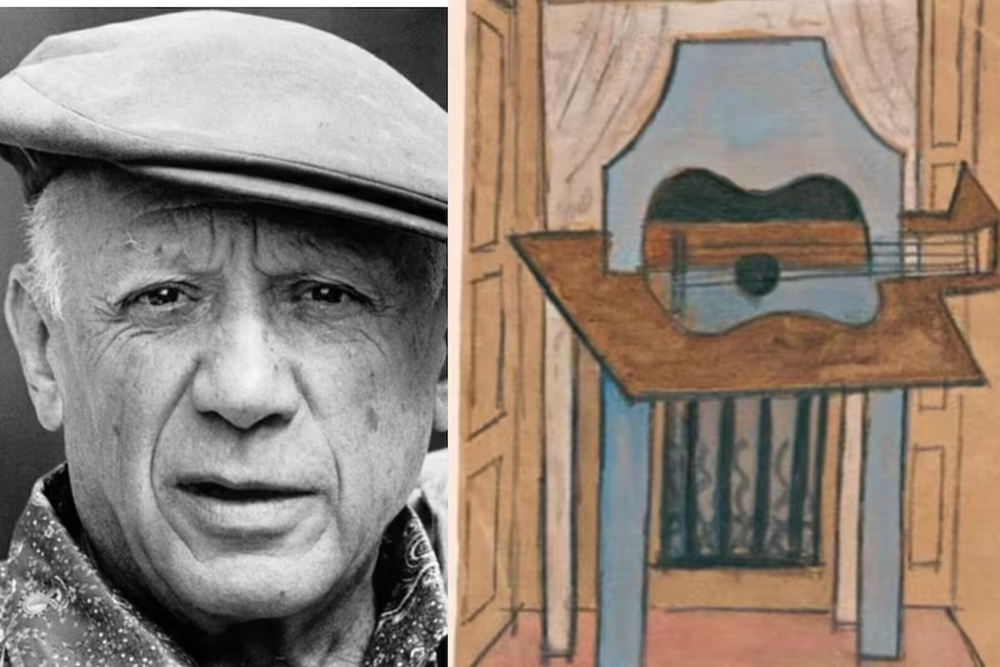 El pintor Malagueño, Pablo Picasso, y su obra, `Naturaleza muerta con guitarra´.
