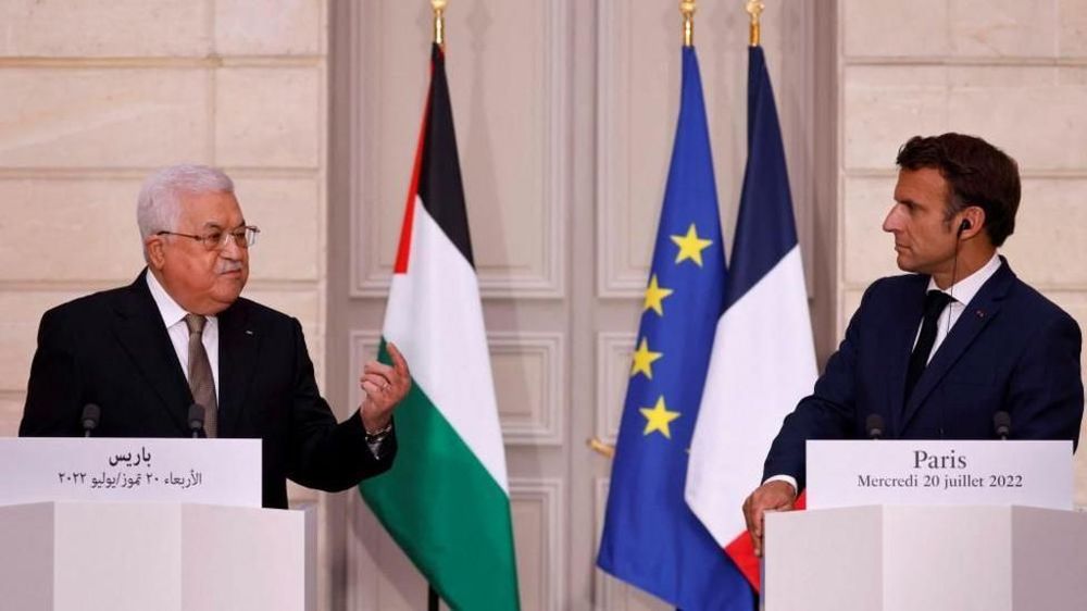 El presidente de la Autoridad Palestina, Mahmoud Abbas, sostuvo una reunión en París con el presidente de Francia, Emanuel Macron, en julio de 2022.